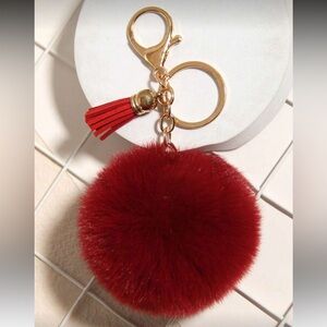 NEW Elegant Burgundy/Red Pom Pom Keychain